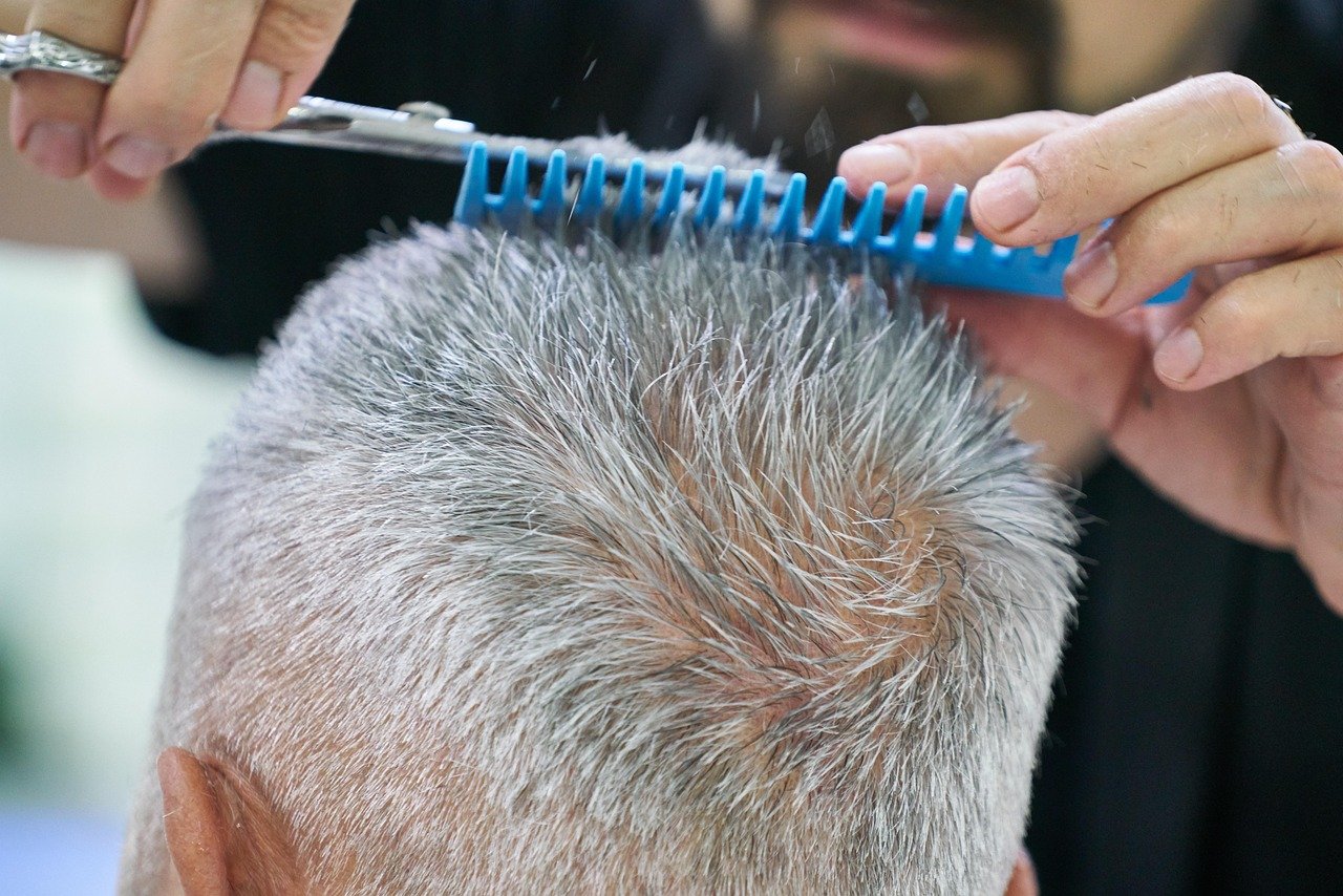 Expert grey and silver hair scissor cut at Belvedere